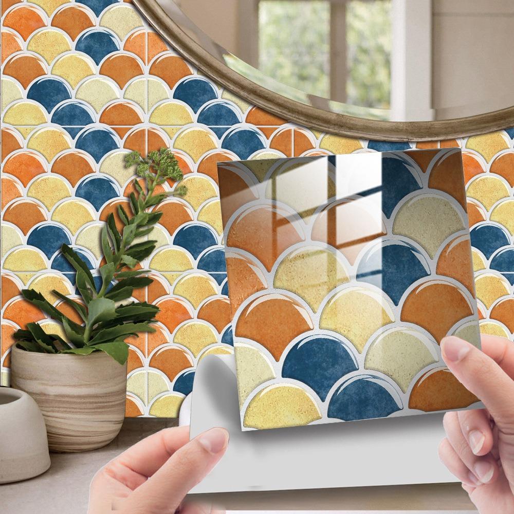 10PCS 15*15cm Tile Stickers Waterproof Marble Grain 3D Wall Sticker PVC Colorful Tile Wall Sticker