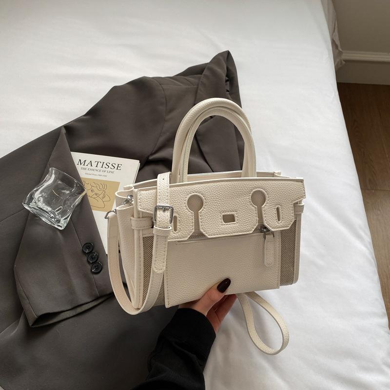 

Винтажная лоскутная сумка большой вместимости Модная и стильная сумка для通勤 через плечо для женщин бежевый