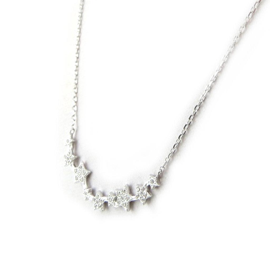 Les Trésors De Lily [N0003] - Silberkette 'Shower of Stars' silber-weiß (rhodiniert) - 37x6 mm