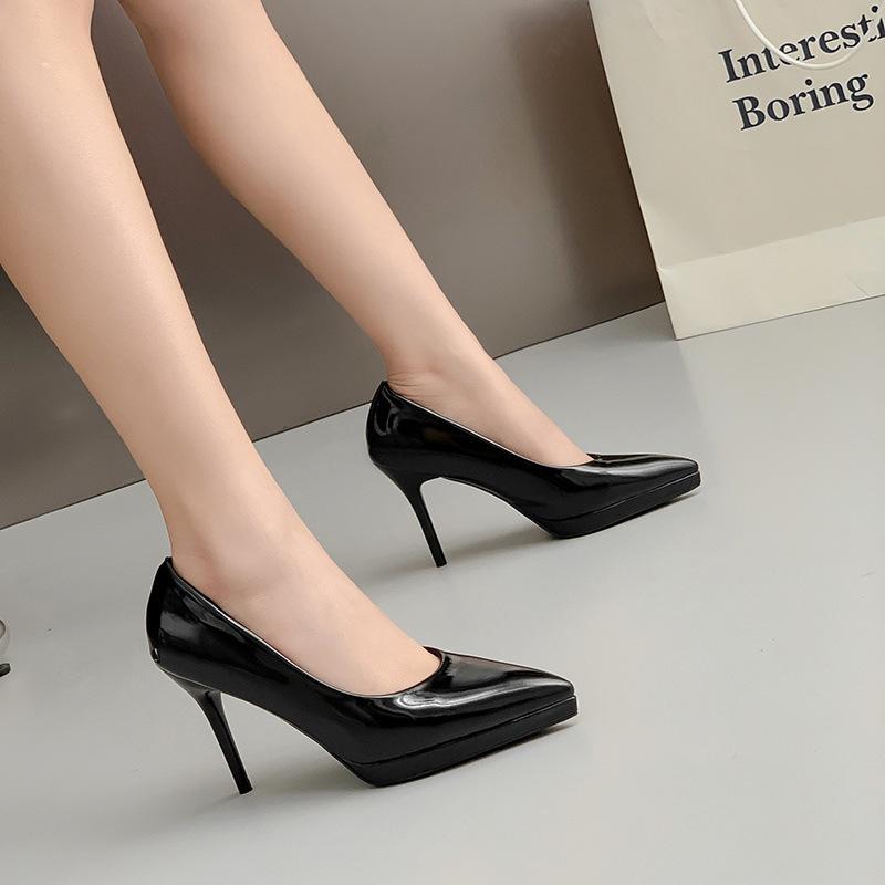 

Waterproof table high heels female sexy nude 12cm thin heel temperament versatile high heel pointed women light mouth single shoes 34