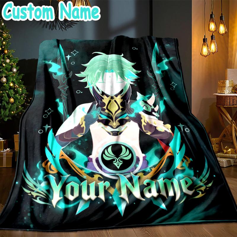 Custom Name Genshin Throw Blanket - Perfect for Couch, Bed, Office, and outdoor Travel - Ideal Gift for Christmas & Holidays