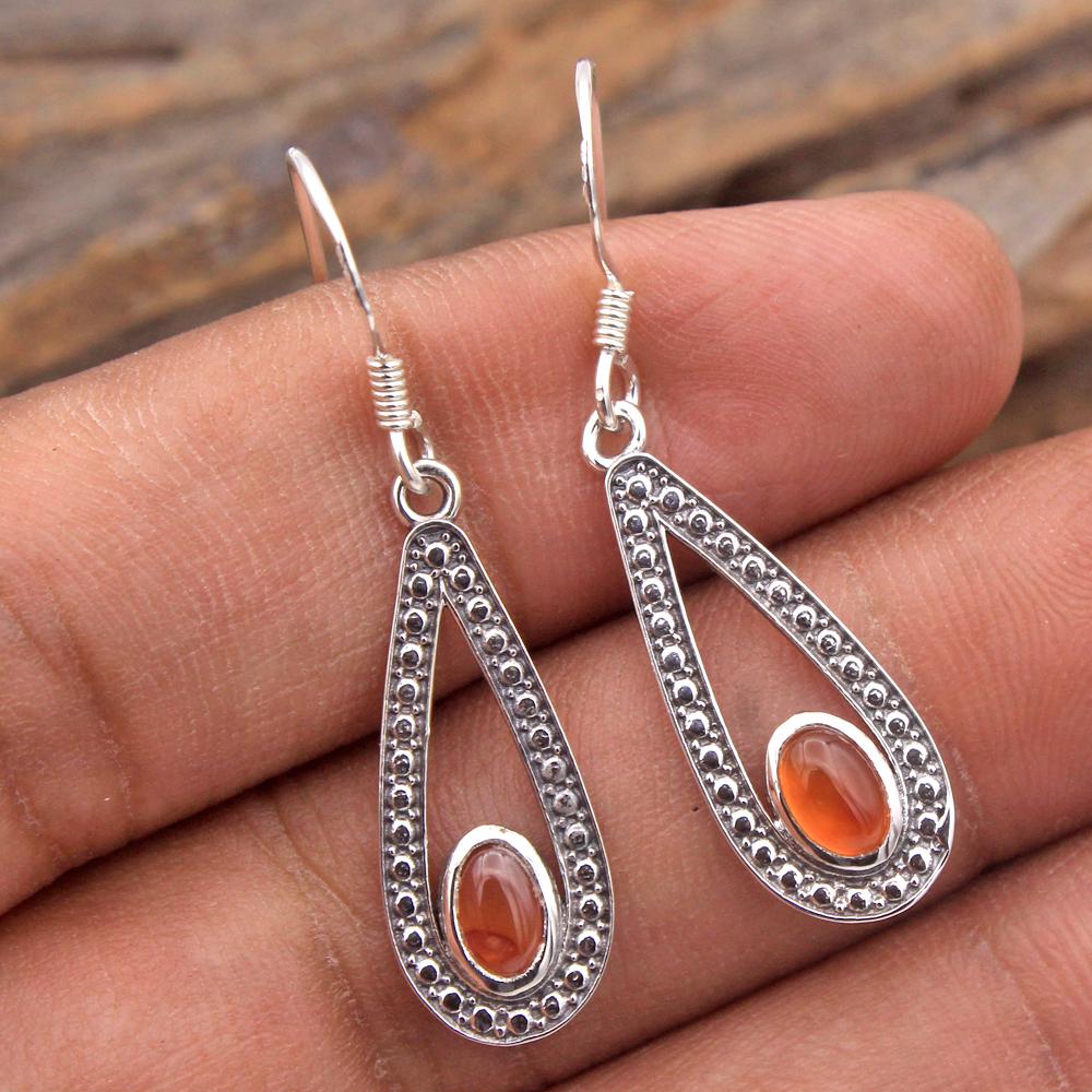 Citrin Edelstein Silber Ohrring, 925 Sterling Silber Handgefertigter Schmuck Silberschmuck Damen Ohrring Geschenk für Sie