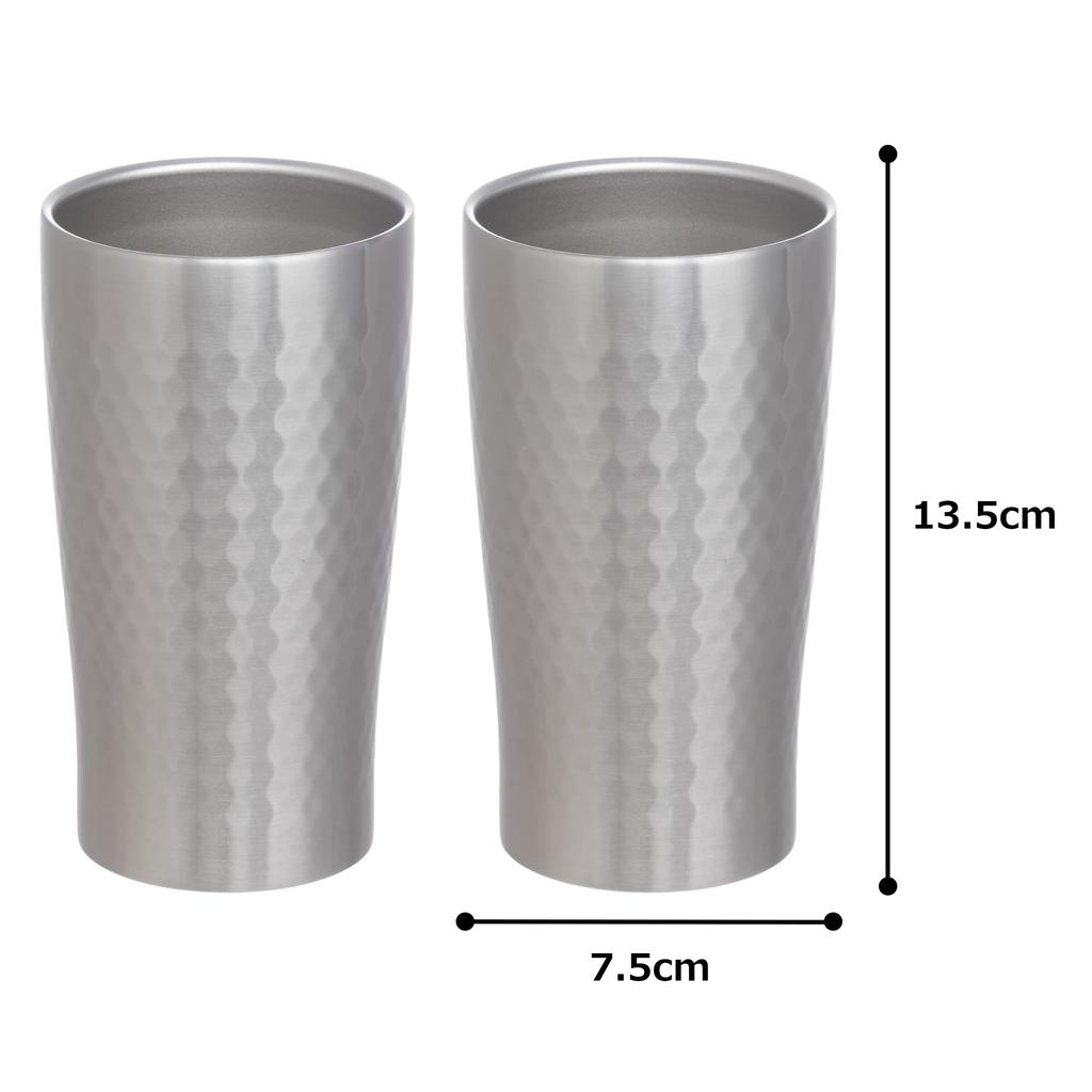 Maebata Luxe Pair of Thermo Silver 51350 Tumblers, & Silver, 340ml,