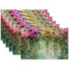 Retro Daisy Flower Placemats Set of 6,Dinner Table Mats Non-Slip Washable Mats for Kitchen Dinner Party Tablemat 12x18Inch