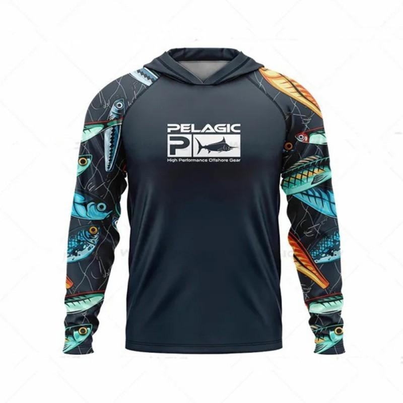 Abbigliamento da Pesca Oceanica Protezione Solare Manica Lunga Protezione UV con Cappuccio UPF50+