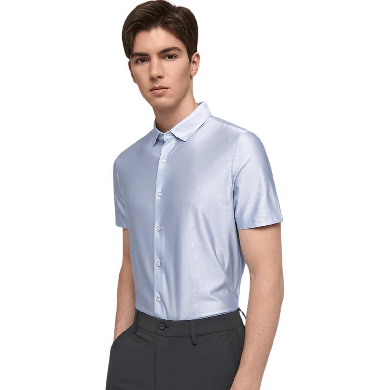 EMZ Erdos Men s Silk Blend Cool-Touch Vertical Stripe Short-Sleeve Shirt M