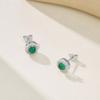 Zhou Hengfu S925 Sterling Silver Cultured Emerald Earrings - Versatile High-End Women's Fashion Accessory