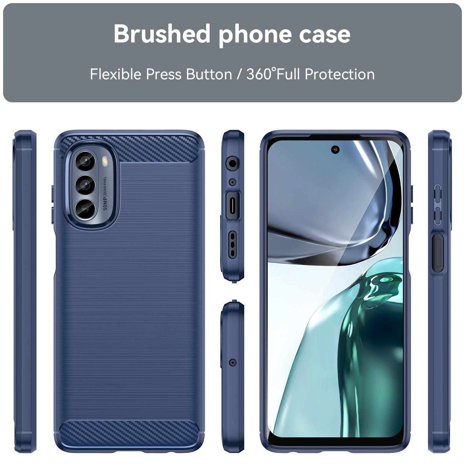 Coque Motorola Moto G62 5G, Fibre Carbone Noir, Silicone TPU, Antichoc