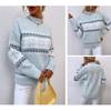 2024 Autumn and Winter Fashion Christmas Snowflake Pattern Semi-turtleneck Sweater Pullover Women's Clothing