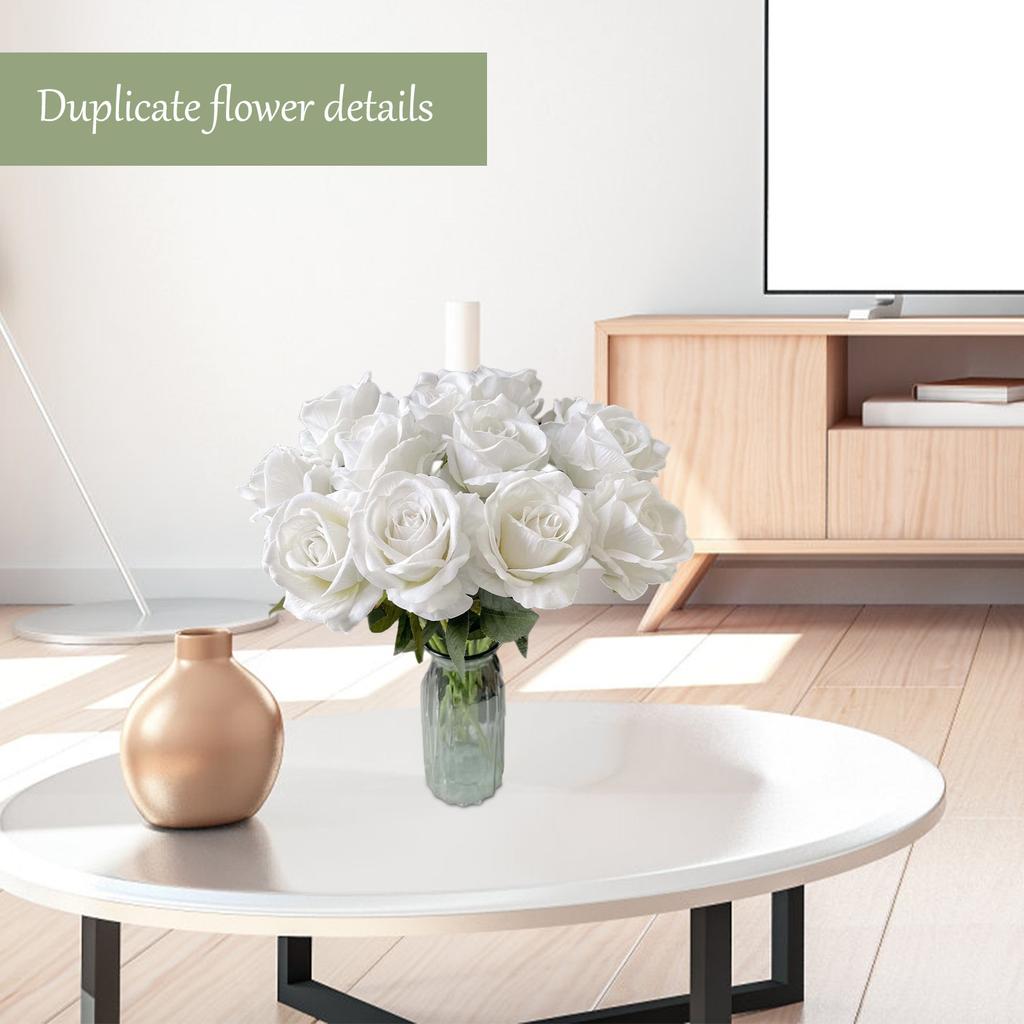 12 Artificial Rose Flowers Red Roses Silk Roses With Stems Rose Bouquet For Home Decoration Wedding Party Garden Flower Decoration Valentine's Day Gi