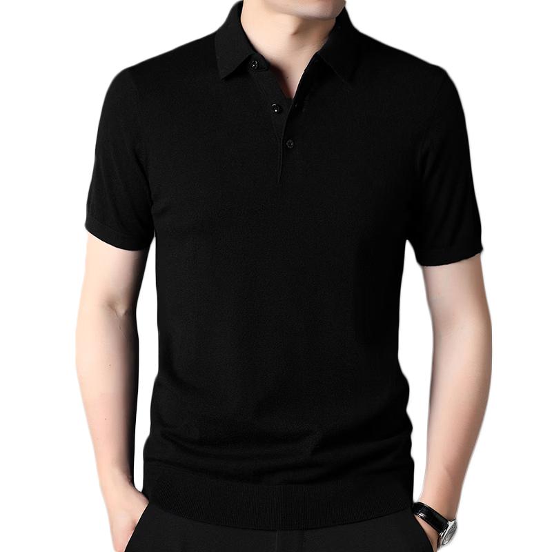 ROMON Men's Summer 100% Wool Short Sleeve Polo T-shirt