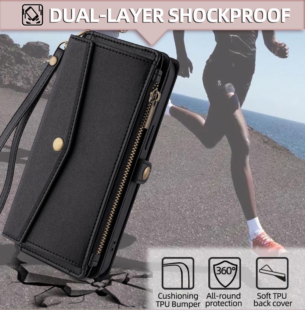 Samsung S24 Ultra Flip Leather Crossbody Phone Case & Protective Cover for S24 Plus