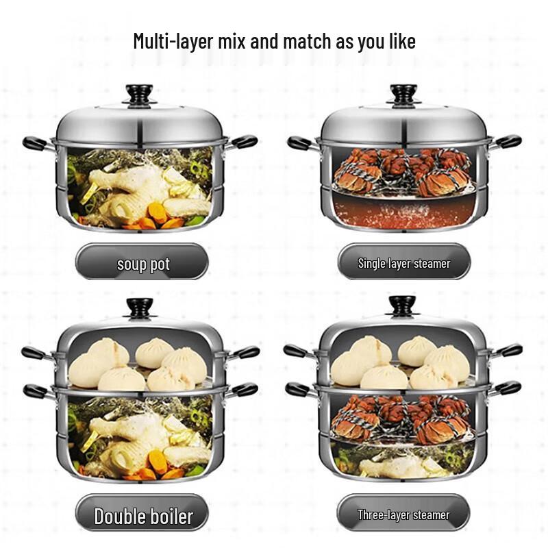 SUPOR 30cm Edelstahl doppelwandiger Dampfgarer Topf
