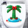 Durable PVC Holiday Stickers Christmas Toilet Lid Decal Tropical Coconut Tree Bathroom Stickers Island Easy Apply Decals Style Restroom Mural