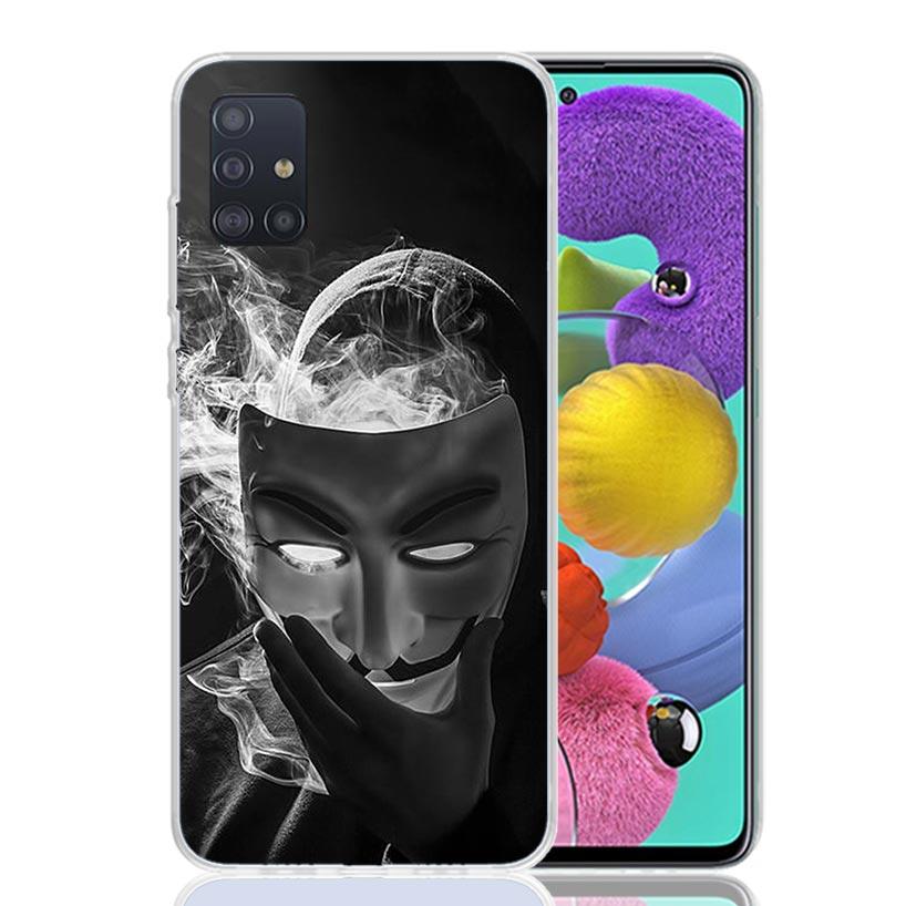 Anonymous V Mask Phone Case For Samsung Galaxy A52 A32 A22 A12 A02S A50S A30S A51 A31 AA71 Note 20 Ultra 10 S10 Plus Galaxy A52