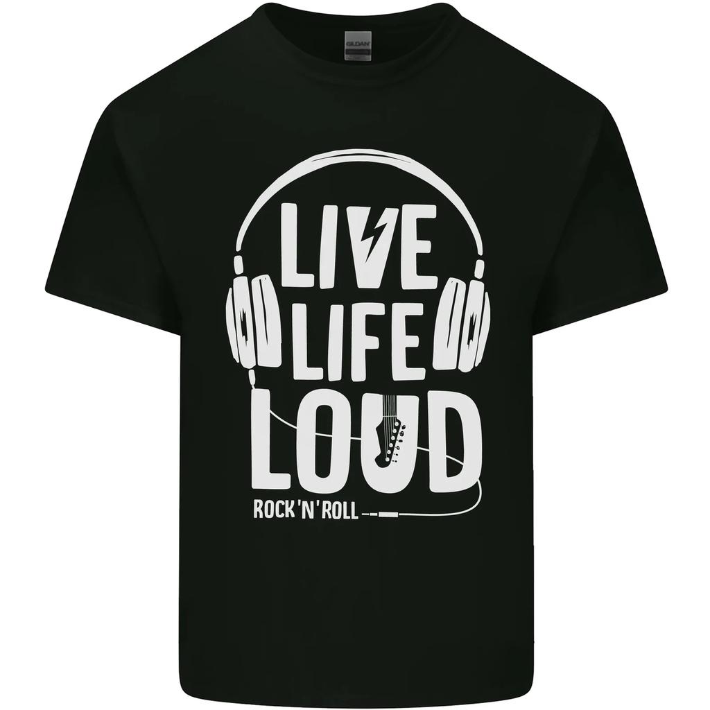Music Live Life Loud Rock N Roll Guitar Kids T-Shirt Childrens