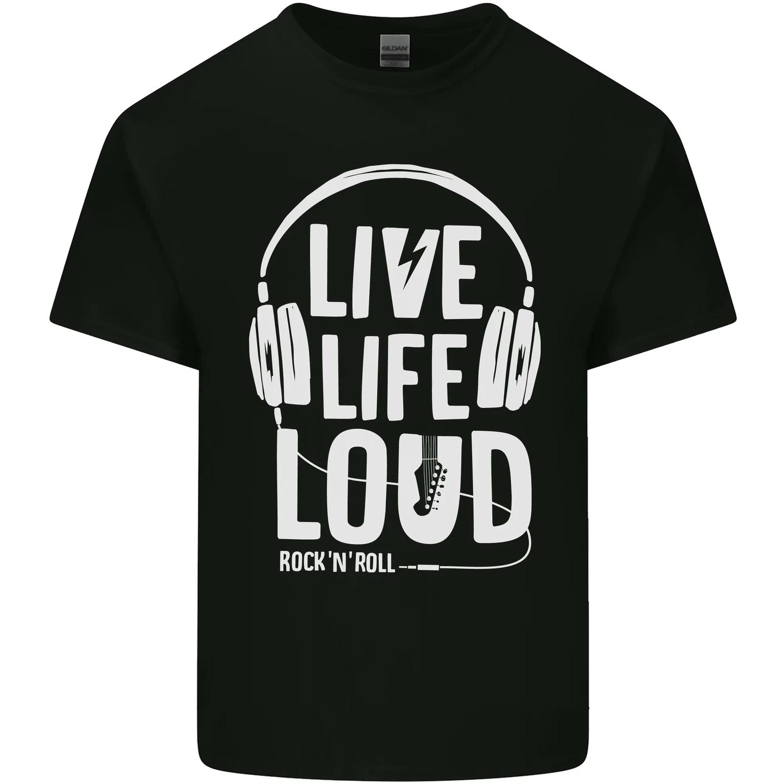 Music Live Life Loud Rock n Roll Guitar Kids T-Shirt Childrens L