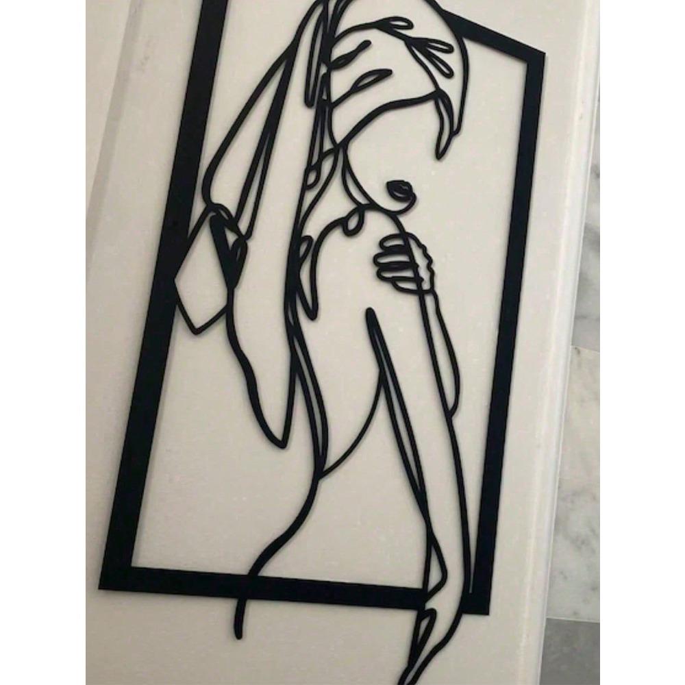 Modern Black Metal Kneeling Woman Wall Art Sculpture Home Decor Gift