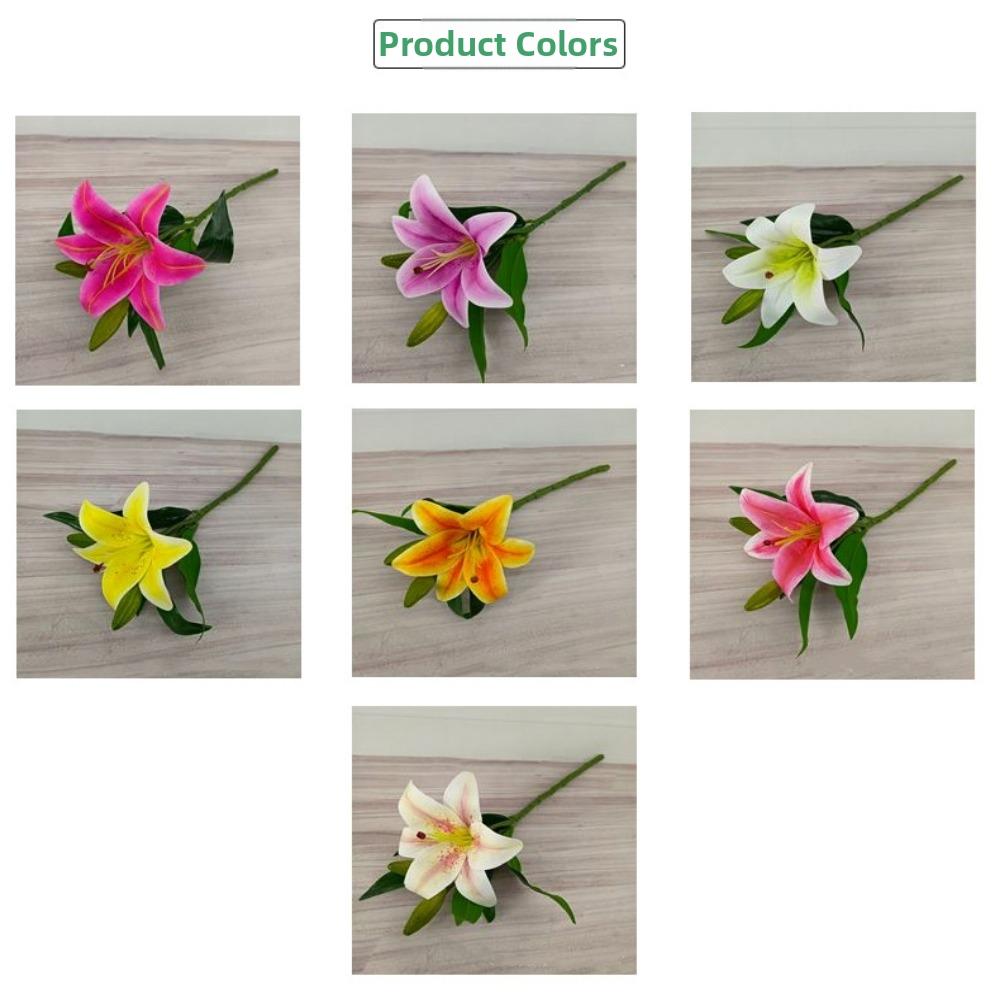 with 1pc Flowers and 2pcs Bud Artificial Lily Flower 36*15cm Fake Flowers  Home Decoration