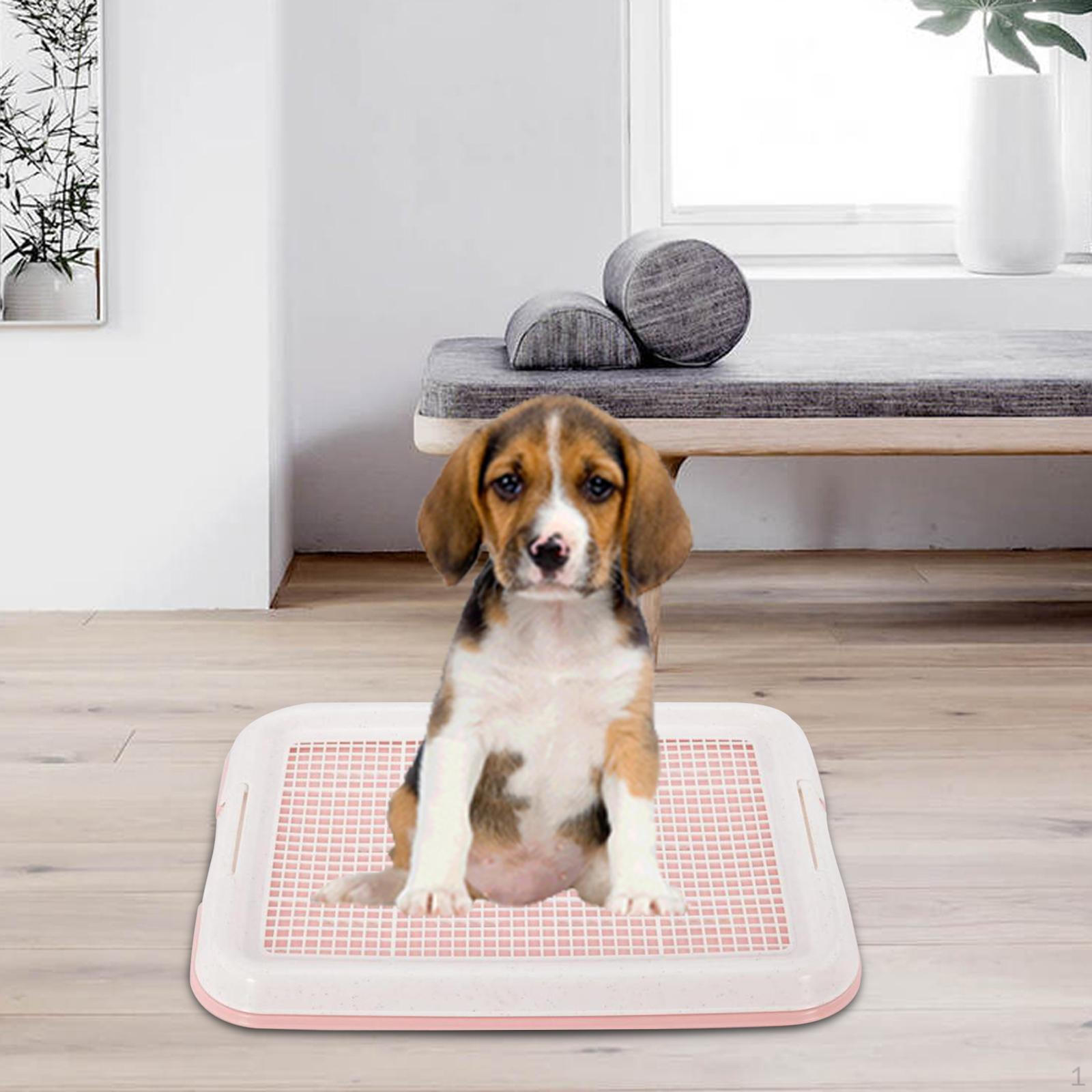 47 x 35 cm Hund Töpfchentraining Tablett, Abnehmbares rutschfestes Netz, Ecktablett rosa