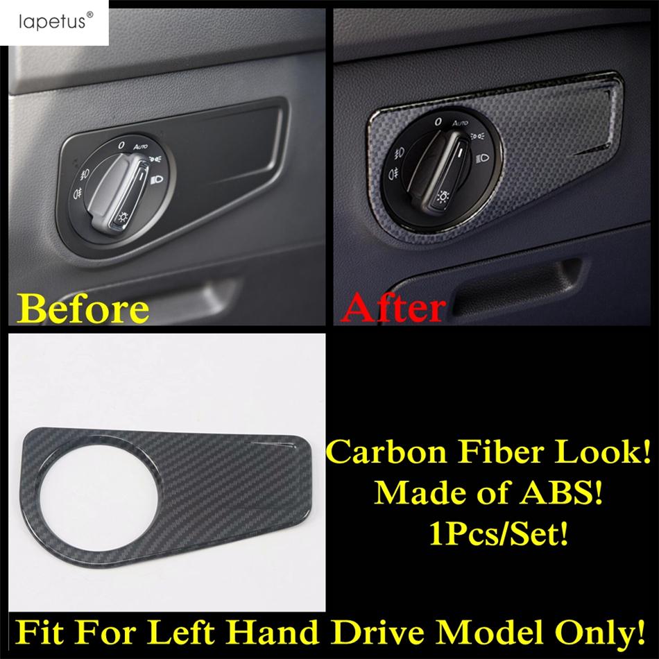 

Car Head Light Lamp Switch Control Panel Decoration Cover Trim For Volkswagen VW Tiguan MK2 2016 - Carbon Fiber Accessories Without Hole