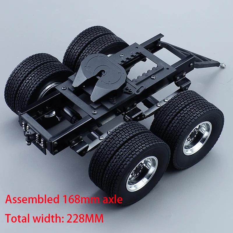 Alt Metal 1 & 2 Aksler Trailer med Træk Femtehjul til 1/14 Tamiya RC Lastbil SCANIA 770S VOLVO FH16 BENZ MAN LESU Bil