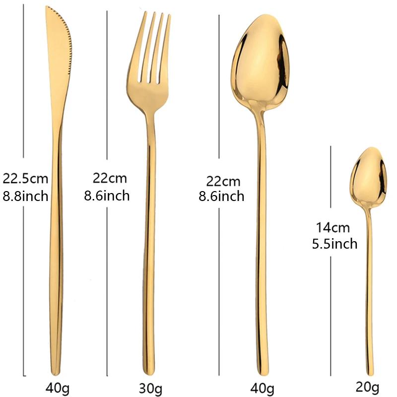 16dílná sada příborů z nerezové oceli, nádobí, nůž, vidlička, lžíce, zrcadlo, zlatý příbor, balíček, kvalitní sady příborů