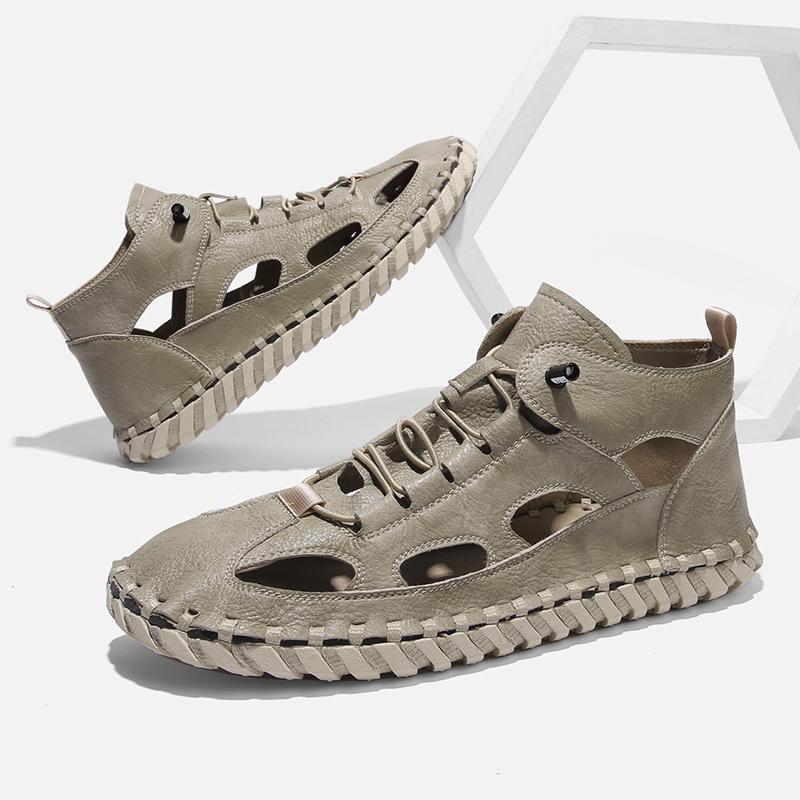 2024 Sommer Klassische Herren Hollow Out Sandalen Strandschuhe Angel-Campingschuhe Herren Freizeitschuhe Handgefertigt Weiche Sohlen