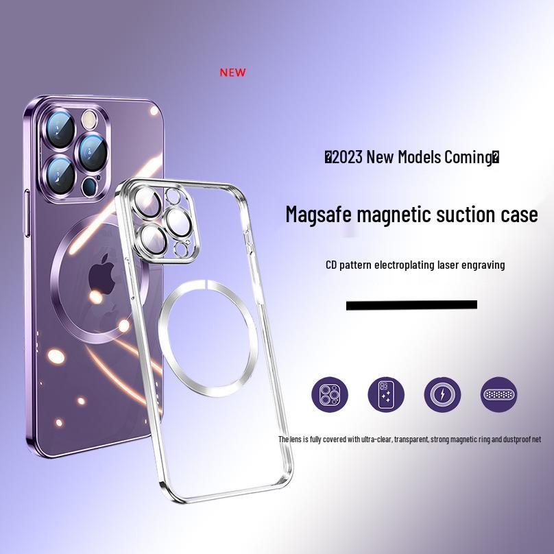 iPhone 17 Dustproof Electroplated Case with CD Pattern, Magnetic Suction, E Lens Film for 15 Pro, Soft Case Compatible with 16.