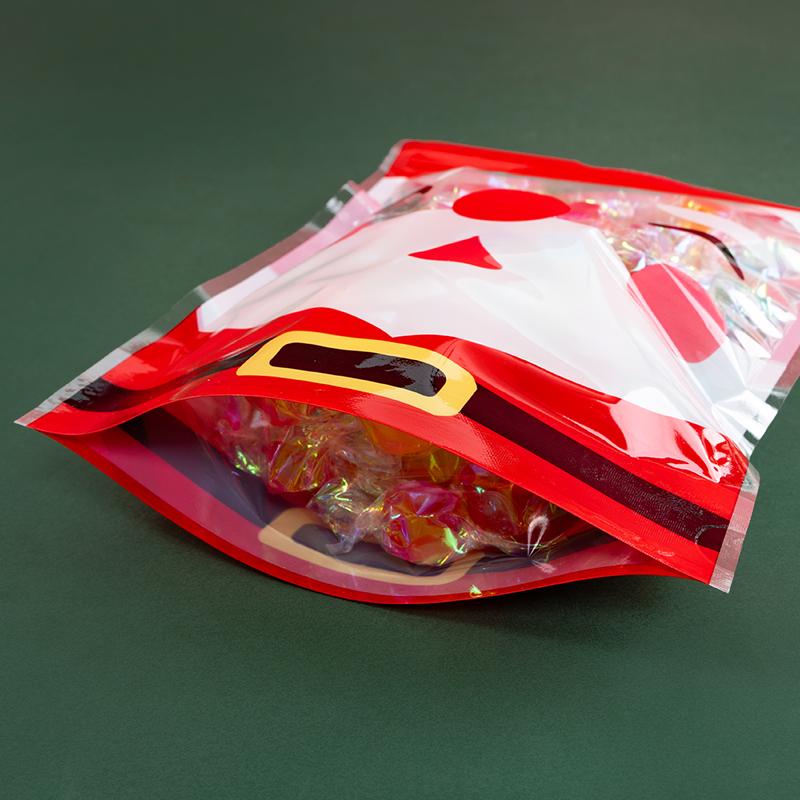 10Pcs Christmas Santa Face Handle Bags Candy Chocolate Cookie Nougat Biscuit Gift Wrapping Pouches