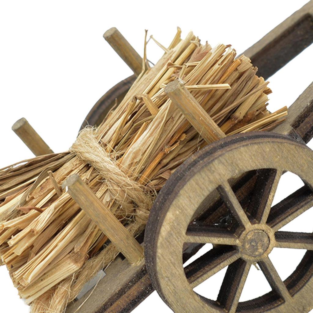 1:12 Scale Miniature Firewood Cart Model Tiny Desktop Display Art Collectible Wood Dollhouse