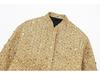 European & American Women's Sequin Stand-up Collar Jacket - Autumn/Winter 2025 Fashion, Solid Color, Short Casual Style