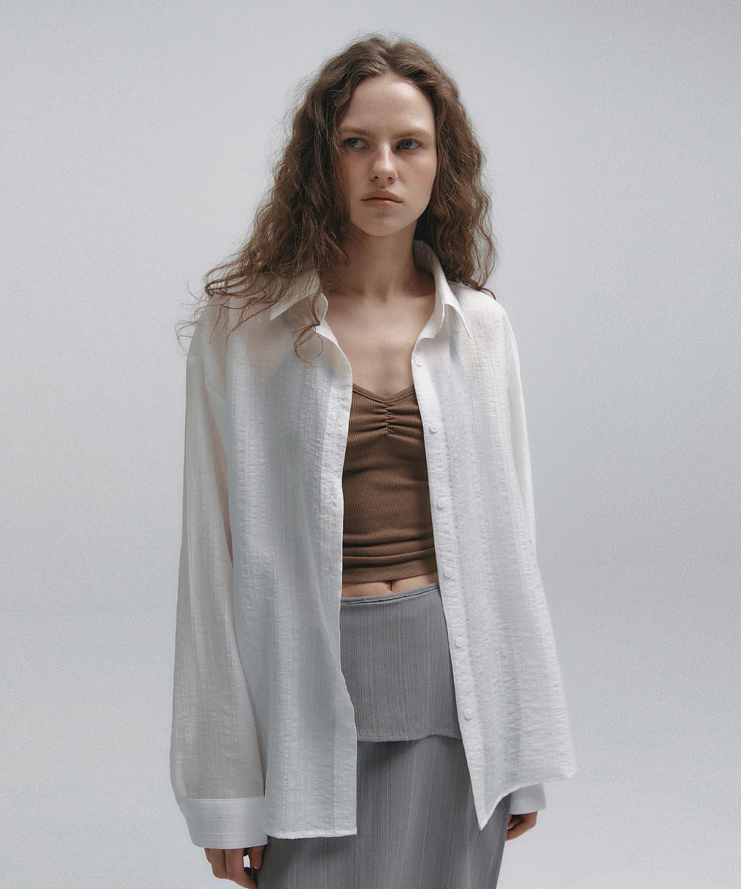 Nive Wrinkle Multi Stripe Shirt (White) Free