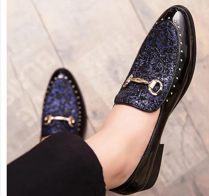 

Hairstylist leather shoes men s Korean version trend casual inner height increase British pointed men s shoes versatile teenagers small leather shoes 44 синій