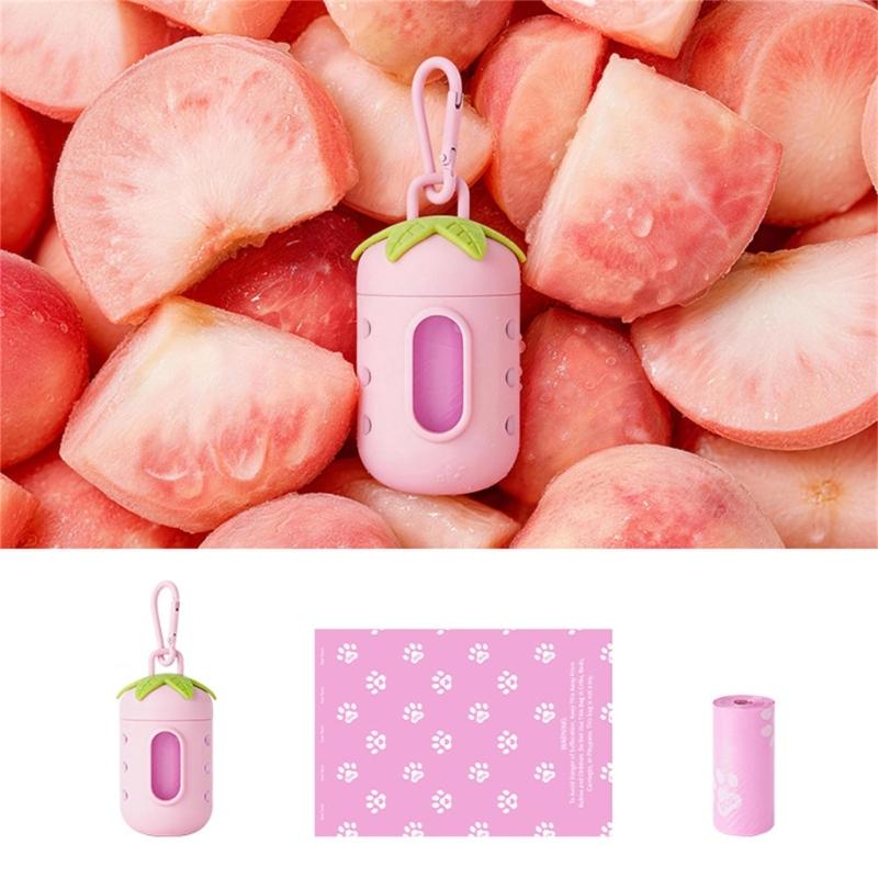 Clip On Dog Walking Poop Bag Case with Refillable PVC Dispenser, 15 Bag Waste Bag Dispenser for Daily Leash and Bag Carry