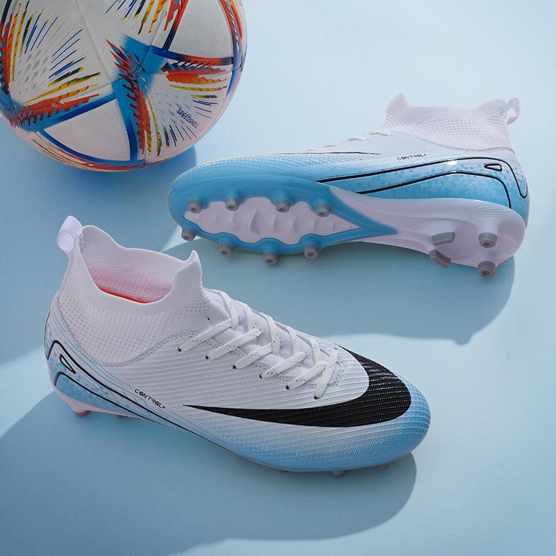 2025 new youth AG long nails TF broken nails high-top football shoes men's and women's grass training sports shoes