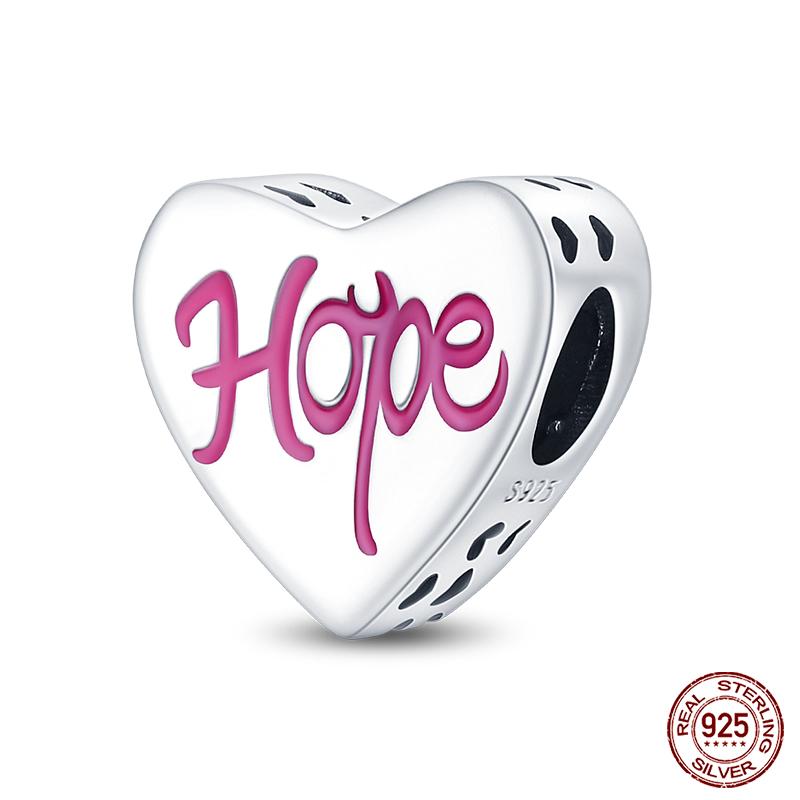 Copper Pink Collection Heart Shape Charm Beads For Brand Original Bracelet Diy Jewelry Gift