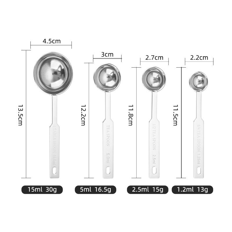 4Pcs Stainless Steel Measuring Spoons Set Tablespoon with Metric and UK Measurement Measure Spoon for Baking Liquid Solid Powder
