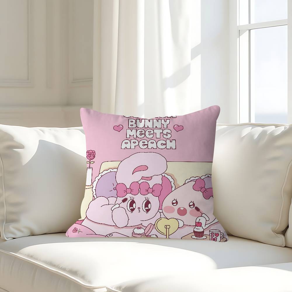 Cute E-Esther B-Bunny Pillow Case Removable Washable Cushion Cover – All-Season Soft Linen