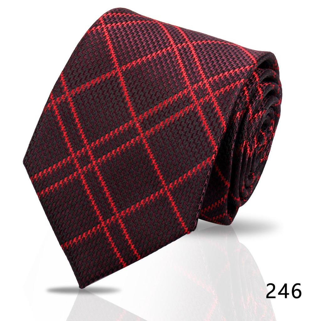 Men's High-Grade Black and Red Striped Silk Tie for Formal and Wedding Wear - 8CM