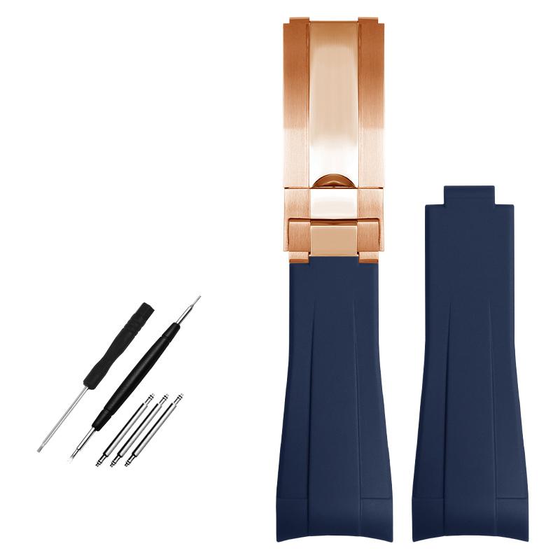 Gummiarmband mit gebogenem Ende für Rolex-Uhren, 20 mm, Silikonarmband, verhindert Staub, Herrenarmband, wasserdicht