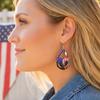 1 Pair Hollow Drop Earrings for Women, Fourth of July Independence Day Earrings, American Flag Stars Stripes Design Hook Earrings