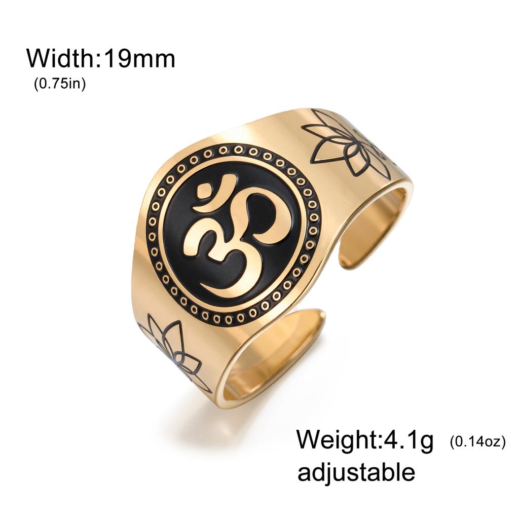 Teamer Om Symbol Ring Adjustable Finger Ring For Women Men Stainless Steel Amulet Buddhism Zen Art Cultural Jewelry Gift 2026