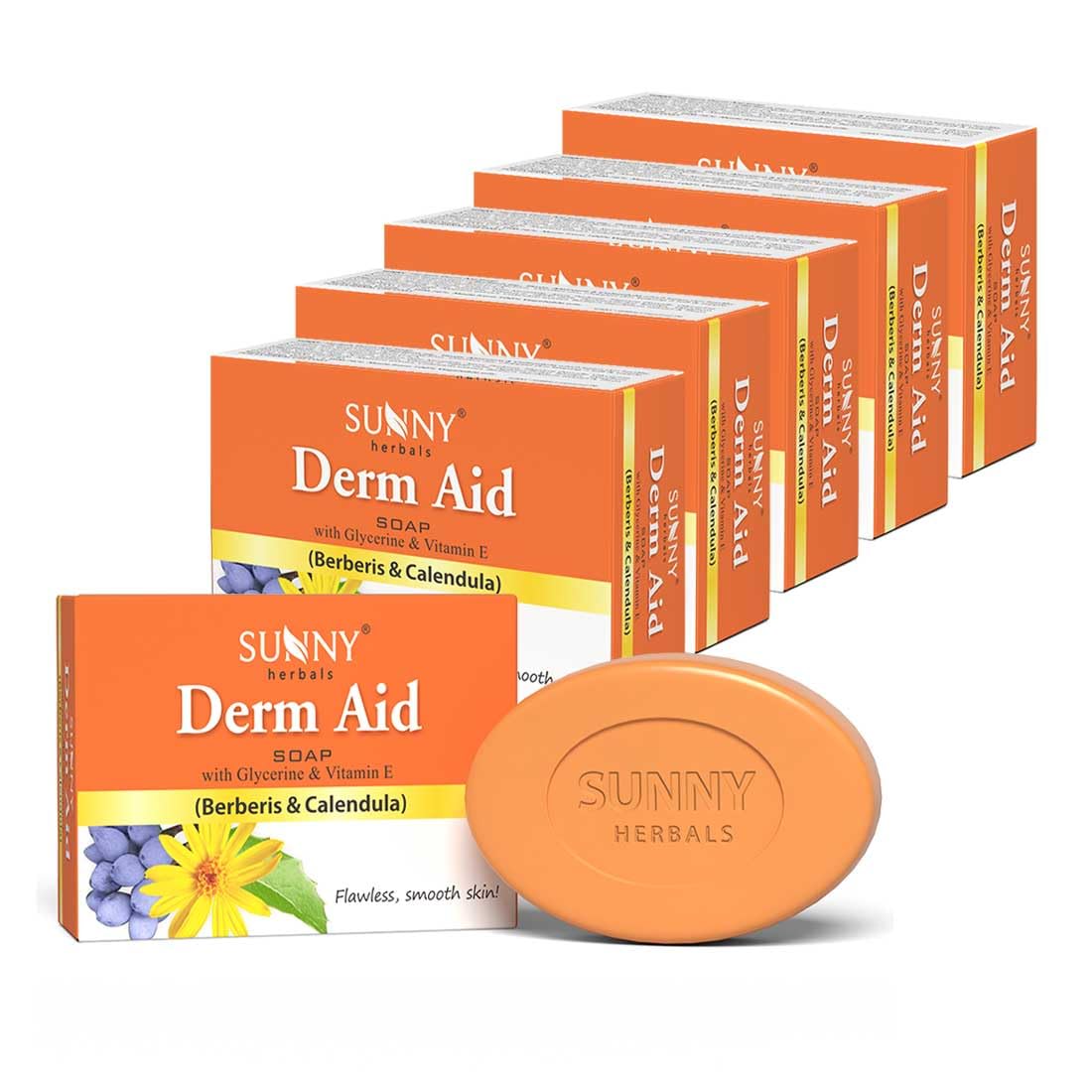 Sunny Herbals Derm Aid Soap 75 gm X Pack of 6 | Soothes Dry Skin & Calms Irritation with Herbal Care