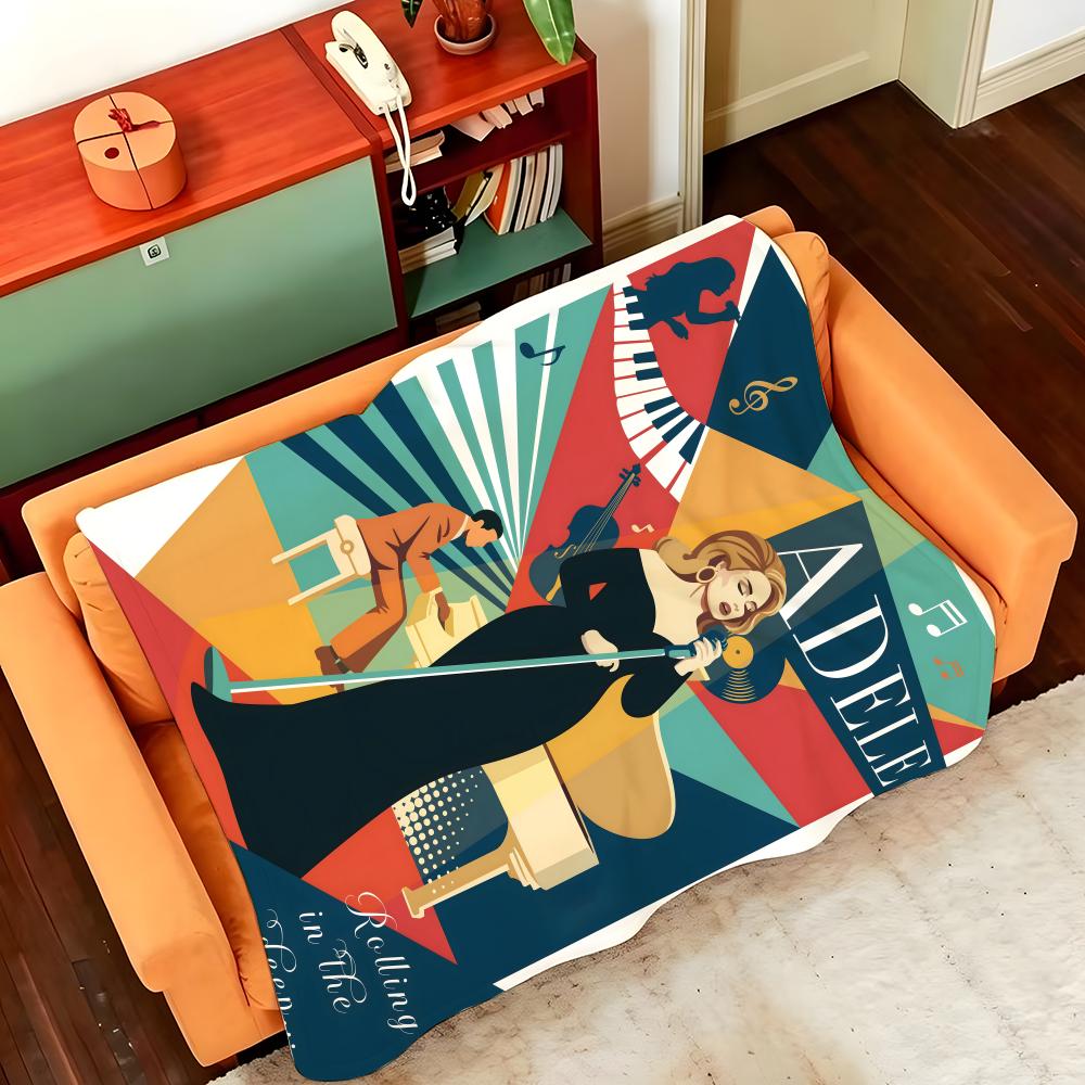 Music A-Adele Throw Flannel Cozy Print Blanket, Portable, Durable Machine Washable cute Cool