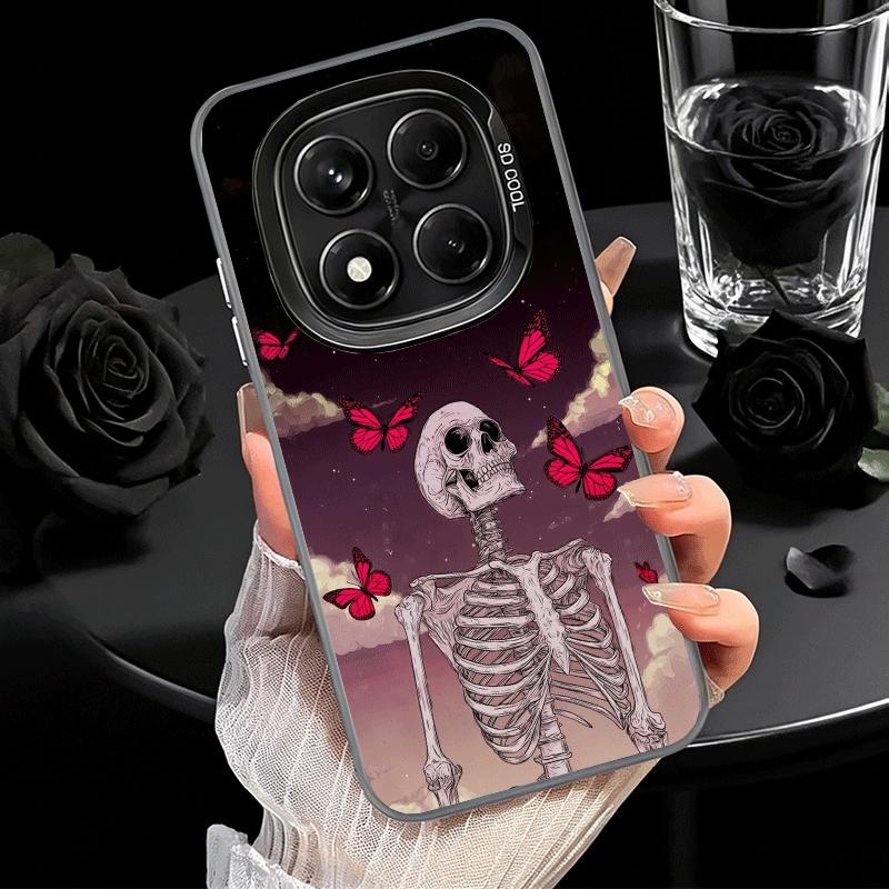 Floral Skull Flower Skeleton Shockproof Phone Case for Xiaomi Redmi Note 15 14 13 12 Pro Plus 11 11S 11T 5G Cover Anti Fall Fund