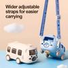 Bus Straw Water Bottle With Strap,Portable Cute Bear Car Water Bottles with Movable Wheels, Leakproof Bear Drinking Jug