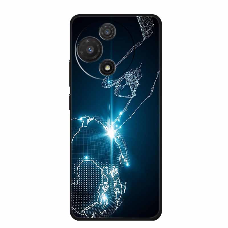 For TCL 605 Case Fashion Flower Protective Black Silicone Soft TPU Back Cover Case For TCL 60 5G 60 SE Case 60SE Coque Funda Bag