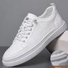 Men's New Arrival White Genuine Leather Pilot Sports Casual Shoes - Soft Sole, Versatile Trendy Design for All Seasons