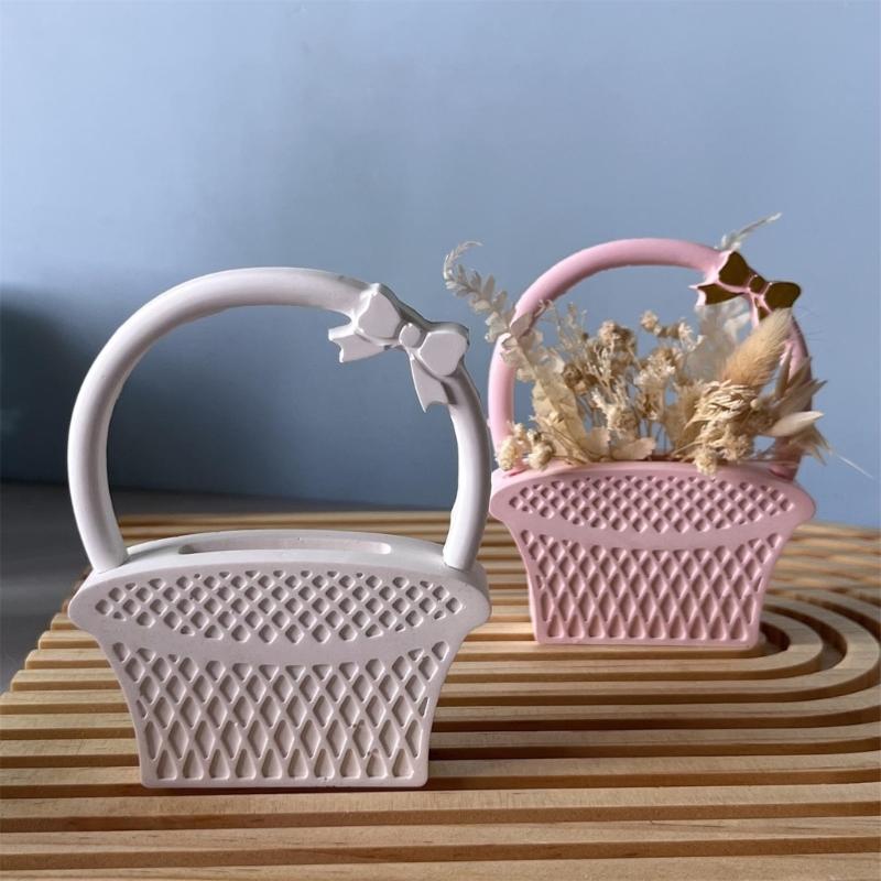 Decorative Flower Basket Silicone Casting Mold Sturdy For Plaster Resin Crafts Home Ornament Design